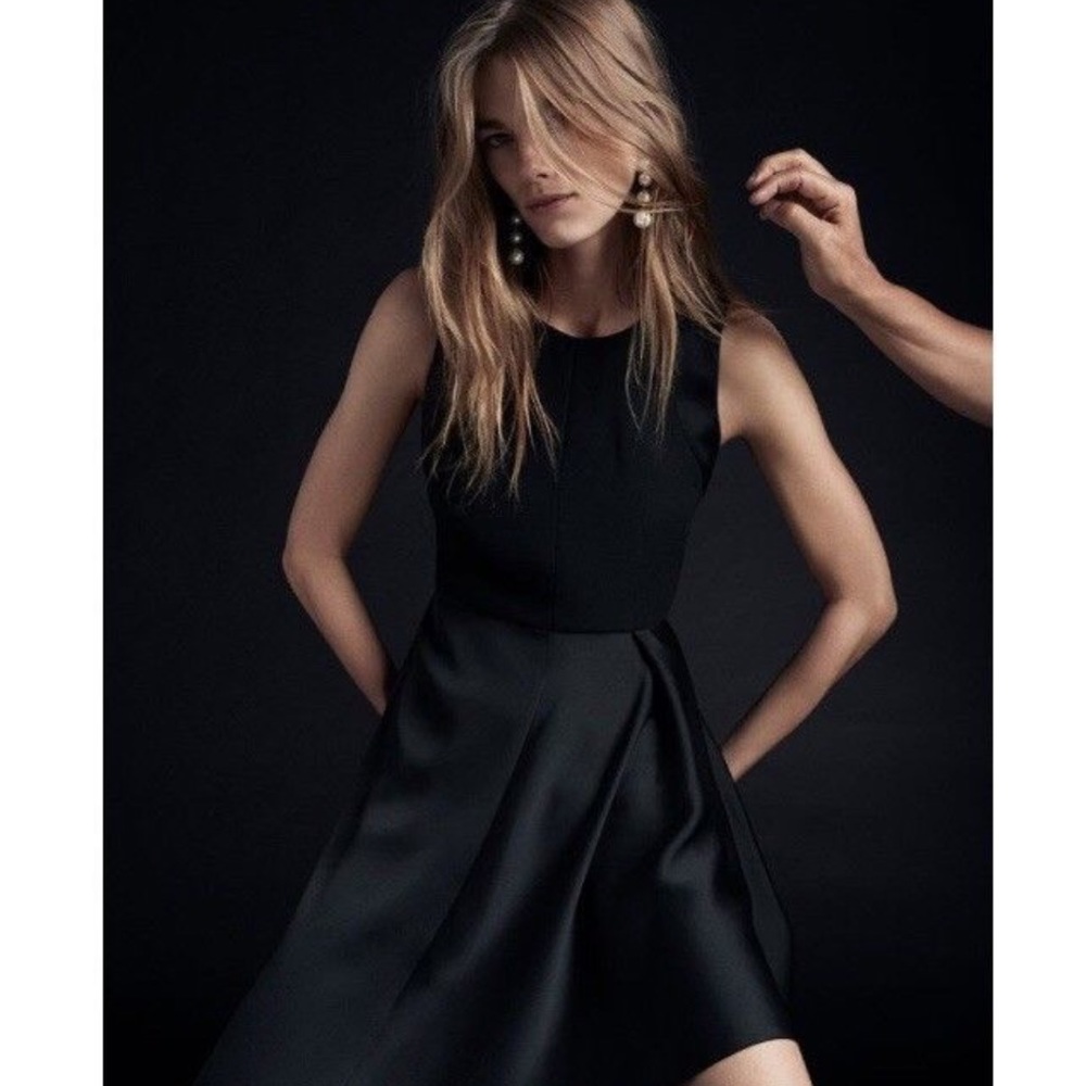 NWT Banana Republic satin trim midi dress black 0